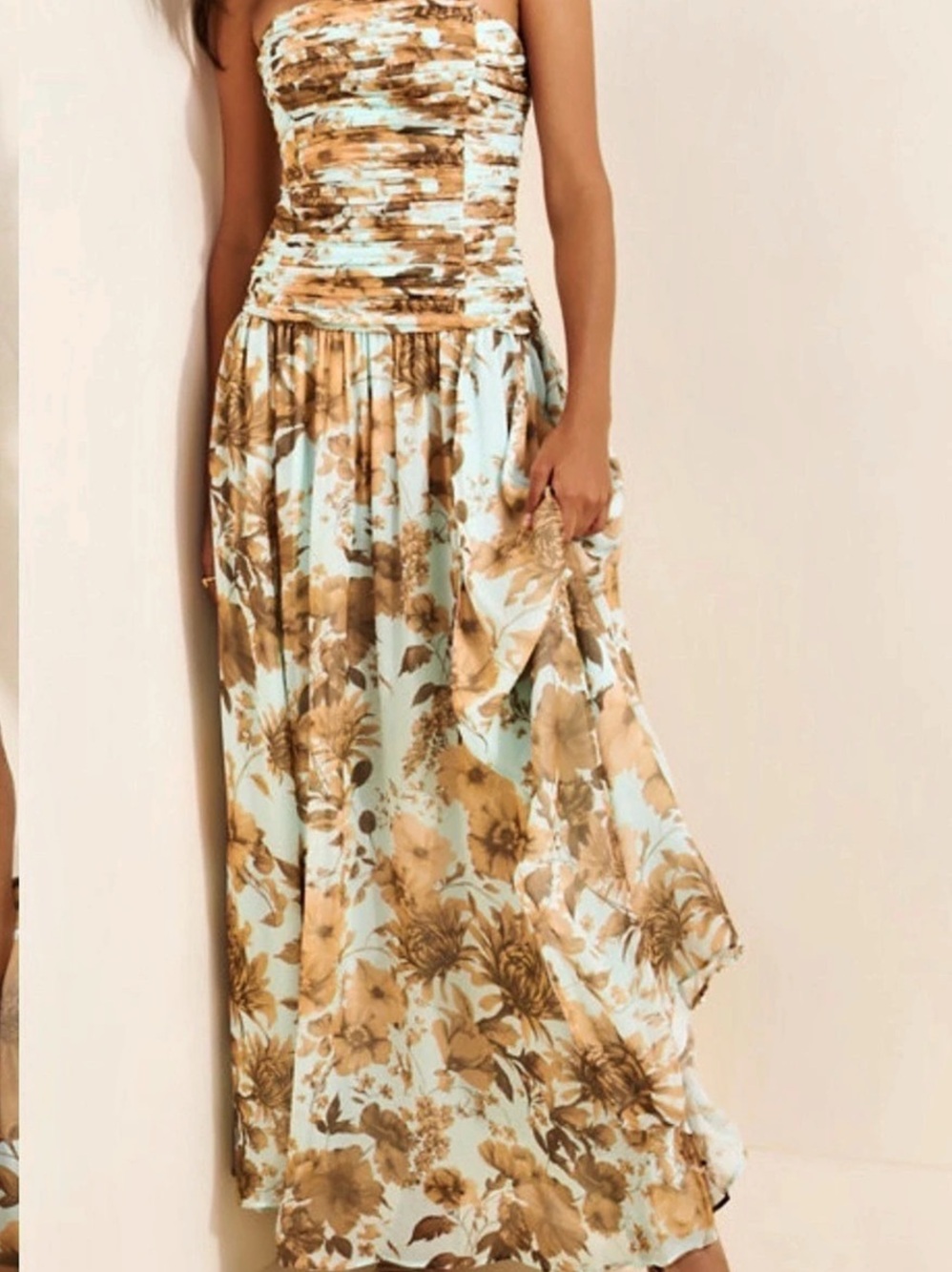 B-HLDN Floral Strapless Maxi Dress US 6 Like New